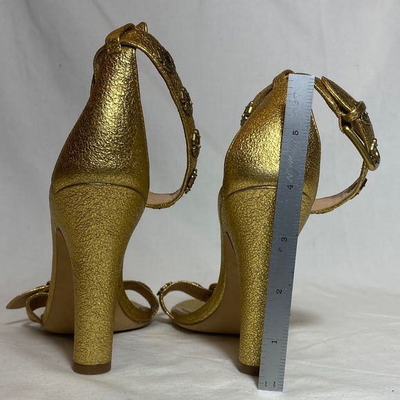 Coach Gold Elizabeth Heels with Tea Rose Eyelets and Ankle Strap Women 6 - Picture 5 of 11